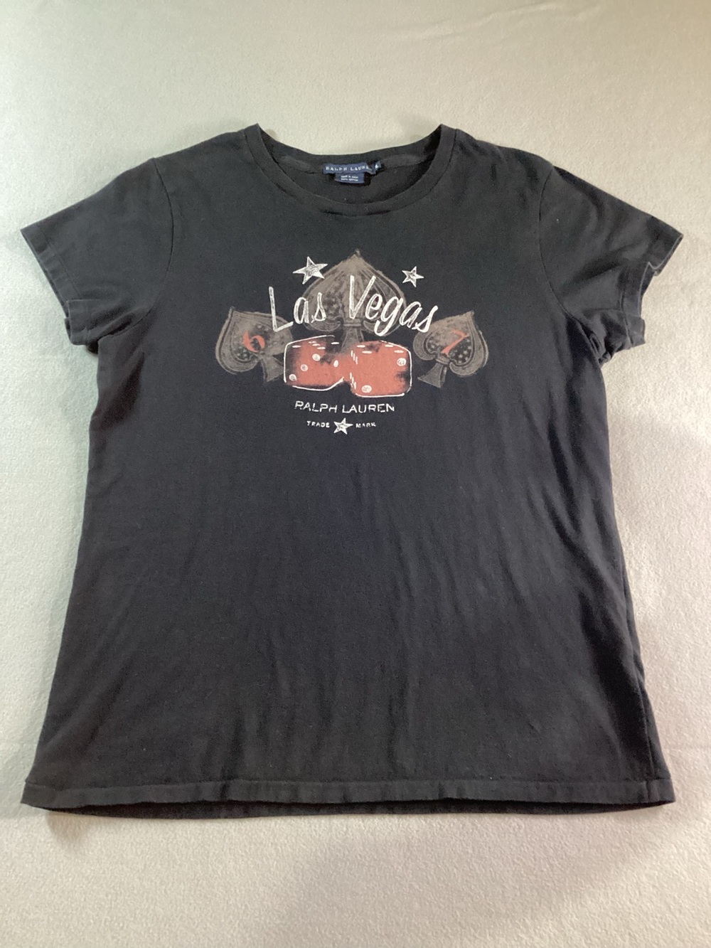 Ralph Lauren Las Vegas Dice Graphic Fitted Tee Faded Black Vintage